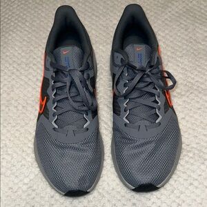 Nike Gray and Orange Downshifter Athletic Shoes with Cushioned Midsole